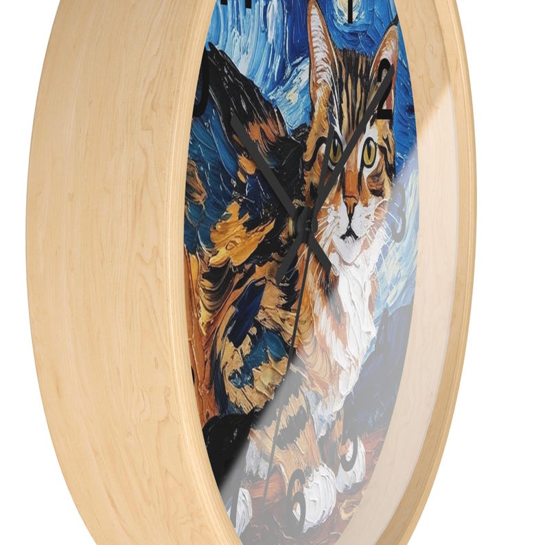 Horloge murale chat Van Gogh : décoration artistique pour les amoureux des chats image 7