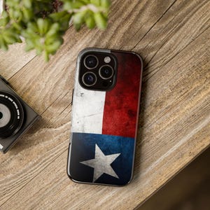 Funda resistente con la bandera de Texas para iPhone 8-16: diseño de bandera patriótica de EE. UU., regalo para tejanos, estado de la estrella solitaria.