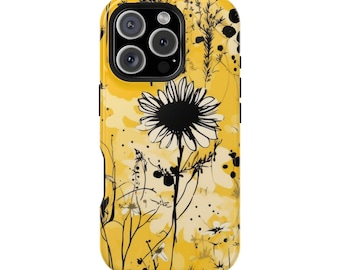 Gelbe Gänseblümchen Blumen Handyhülle | Magnetische schlagfeste Hülle