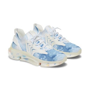 Women&#39;s Stylish Mesh Sneakers, Trendy Athletic Shoes, Comfortable Running Sneakers, Blue Tie-Dye Sneakers, Lightweight Gym Shoes