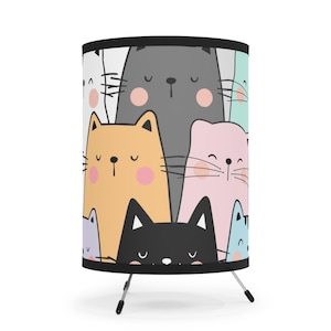 Whimsical Cartoon Cat Lamp: Colorful Kids Night Light