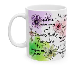 Personalisierte tägliche Affirmationen Keramiktasse | Psychische Gesundheit, Biblische Ermutigung, 11oz 15oz
