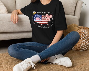 America the Bee-utiful USA Map t-shirt | 250 Years, bee, flag, pink bow, bee lover, beekeeper