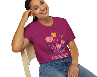 Proverbs 31:26 Mother's Day Unisex Softstyle T-Shirt, Christian Graphic Tee, Inspirational Shirt, Gift for Mom, Scripture Quote Top