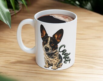 Aquarell Haustier-Porträt-Keramik-Tasse | Kundenspezifische Hunde- oder Katzen-Erinnerungs-Tasse