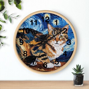 Horloge murale chat Van Gogh : décoration artistique pour les amoureux des chats image 4