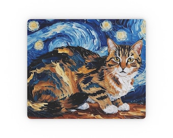 Van Gogh Cat Art Mouse Pad: Artistic Home Office Desk Accessory