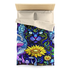Colorful Cat Microfiber Duvet Cover - Vibrant Bedding Set for Cat Lovers, Cute Animal Print Bedroom Decor, Gift for Cat Owners, Pet-Themed