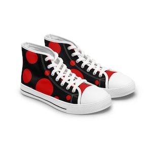 Polka Dot High Top Sneakers: Women&#39;s Trendy Canvas Shoes