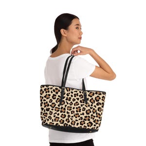 Leopard Print PU Leather Shoulder Bag: Trendy Everyday Tote