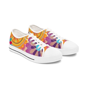 Floral Print Low Top Sneakers: Women&#39;s Canvas Shoes with Memory Foam