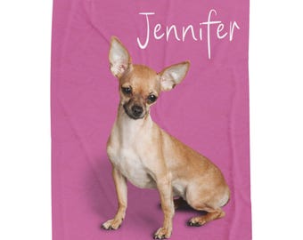 Custom Pet Photo Blanket, Personalized Dog Portrait Blanket, Pet Memorial Blanket