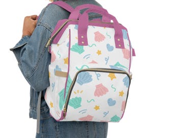 Mochila de nailon colorida para pañales: elegante bolso de viaje para bebé