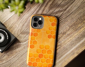 Wytrzymałe etui na telefon z wzorem plastra miodu | Żółty sześciokątny wzór pszczoły