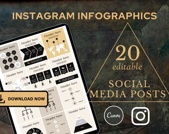 20 Info-graphic posts  | INSTANT DOWNLOAD | Instagram Posts | Engagement posts | Canva Template | Small business | Instagram Social Media