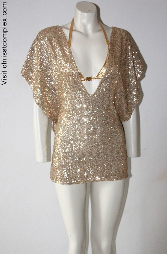 Items similar to Kaftan Sequin Gold Summer Dress Tunic CHRISST on Etsy