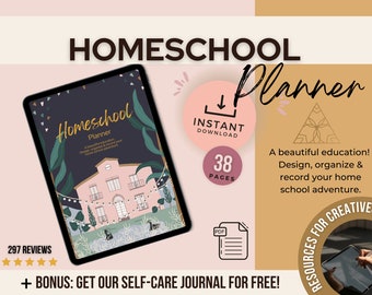 Homeschool planner | Digital | printable | lesson planner | schedule | calendar | resources | home school organizer | Homeschooling | 2023