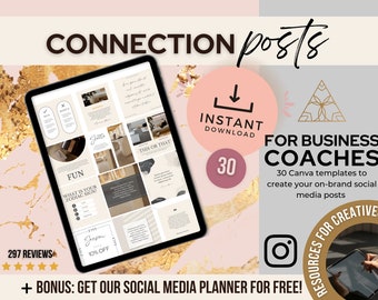 Instagram post for Business Coaches | 30 Canva templates | INSTANT DOWNLOAD | Connection Posts | Social Media | Marketing | Lux | Neutral |