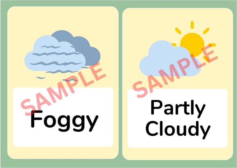 Weather Flashcards for Kids | Preschool Printable Weather Cards ...