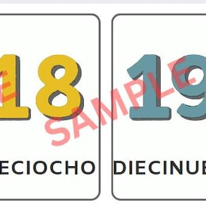 Spaanse cijfers 1–20 Flashcards voor kinderen | Nummers van 1 tot 20 in het Spaans | Afdrukbare telkaarten voor peuters | Direct downloaden