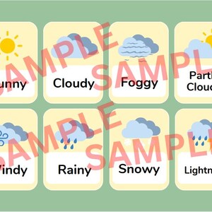 Flashcards météo pour enfants | Cartes météo imprimables pour enfants d'âge préscolaire | Apprentissage visuel pour les tout-petits | Téléchargement instantané