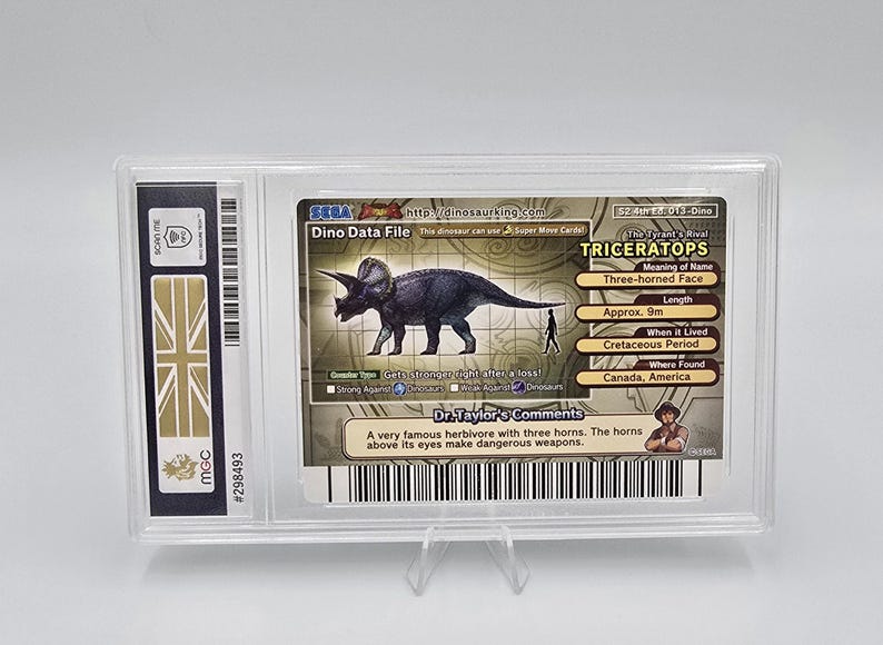Tarjeta arcade Dinosaur King de SEGA de 2009 – Triceratops MGC con calificación 10 imagen 3