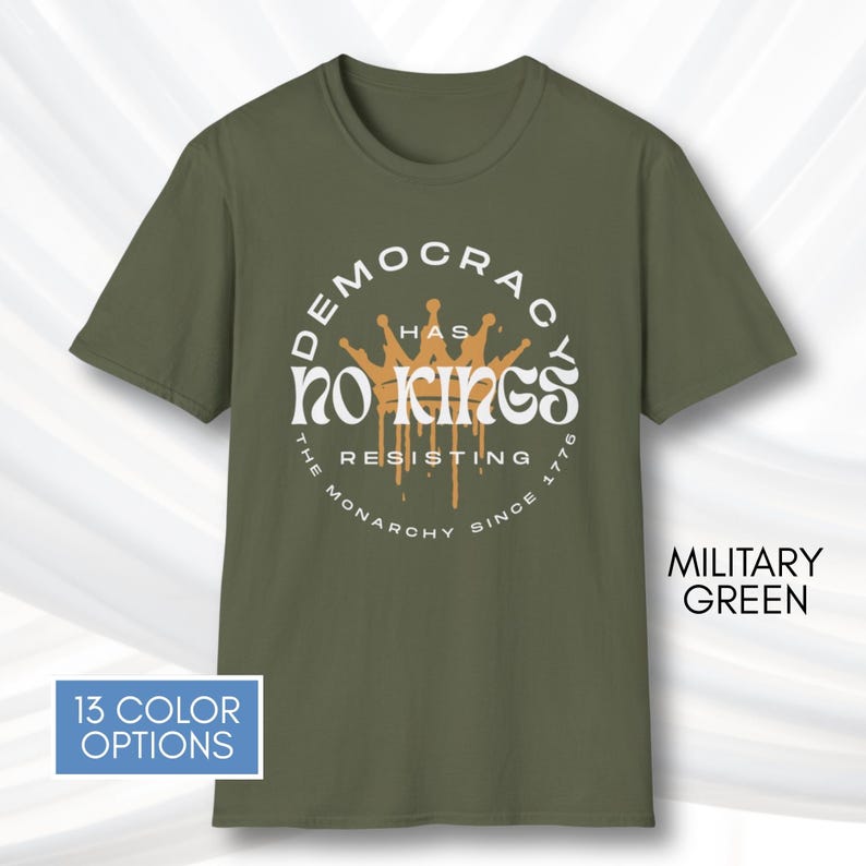 No Kings T-Shirt, Protest Graphic Tee, Cotton Activist Top, Unisex image 9
