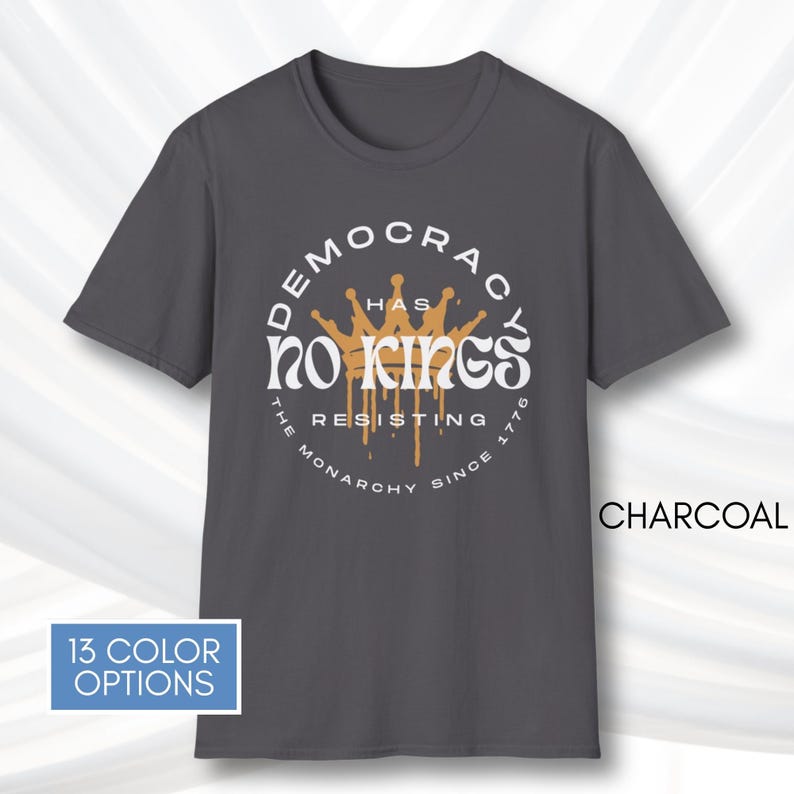 No Kings T-Shirt, Protest Graphic Tee, Cotton Activist Top, Unisex image 6