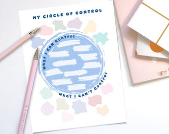 Circle of Control Worksheet: Kids Therapy, SEL Activity (Digital Download)