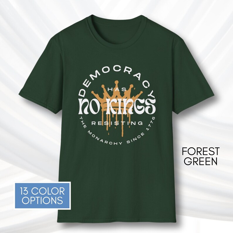 No Kings T-Shirt, Protest Graphic Tee, Cotton Activist Top, Unisex image 8