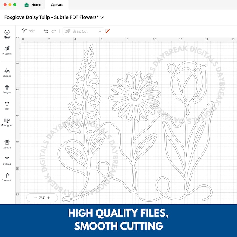 Subtle FDT Flowers Hand Drawn Clipart Bundle | Foxglove Daisy Tulip (Digital Download) SVG, PNG, Anti Trump, Anti Maga, Anti ICE, Pro Democracy, Social Justice, Feminist, Democratic Activist, Political Activism