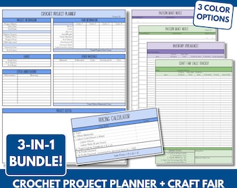 Crochet Project Planner + Craft Fair Tracker + Inventory Spreadsheet + Price Calculator (PDF, Excel, Google Sheets)
