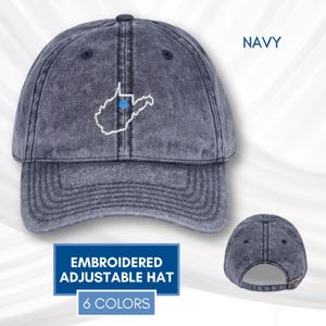 Blue Dot Red Zustand bestickter Vintage Dad-Hut | Personalisierte Zip Code Demokratische Ball Kappe (6 Farben)