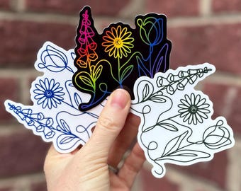 Foxglove Daisy Tulip Vinyl Sticker Decal | Indoor Outdoor, Subtle FDT Flowers, 3" Glossy