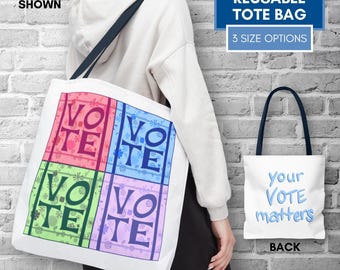 Vote Pop Art Tote Bag | Your Vote Matters Colorful Voter Engagement Bag