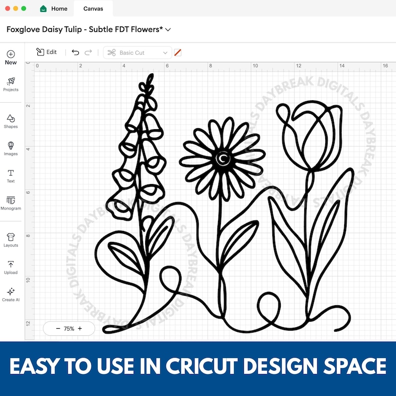 Subtle FDT Flowers Hand Drawn Clipart Bundle | Foxglove Daisy Tulip (Digital Download) SVG, PNG, Anti Trump, Anti Maga, Anti ICE, Pro Democracy, Social Justice, Feminist, Democratic Activist, Political Activism
