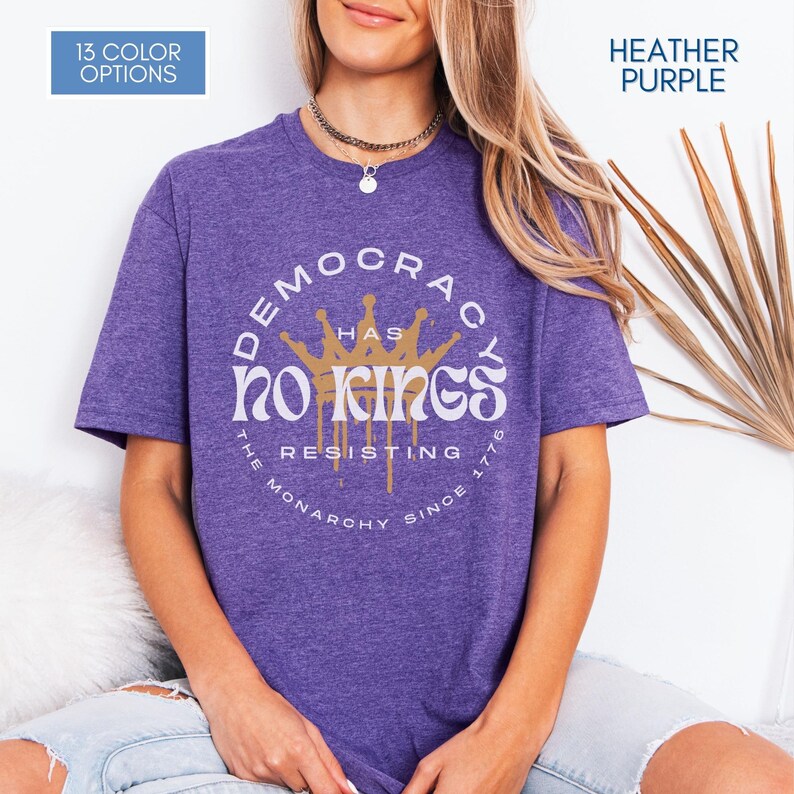 No Kings T-Shirt, Protest Graphic Tee, Cotton Activist Top, Unisex image 3