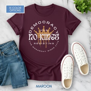 No Kings T-Shirt, Protest Graphic Tee, Cotton Activist Top, Unisex image 2