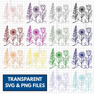 Subtle FDT Flowers Hand Drawn Clipart Bundle | Foxglove Daisy Tulip (Digital Download) SVG, PNG, Anti Trump, Anti Maga, Anti ICE, Pro Democracy, Social Justice, Feminist, Democratic Activist, Political Activism