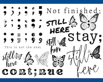 Semi-Colon Clipart Bundle | Suicide Prevention & Mental Health Awareness (Digital Download, SVG, PNG, JPG)