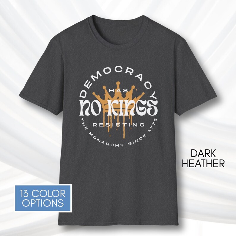 No Kings T-Shirt, Protest Graphic Tee, Cotton Activist Top, Unisex image 17