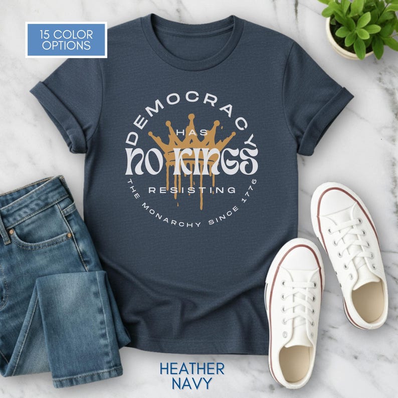 No Kings T-Shirt, Protest Graphic Tee, Cotton Activist Top, Unisex image 4