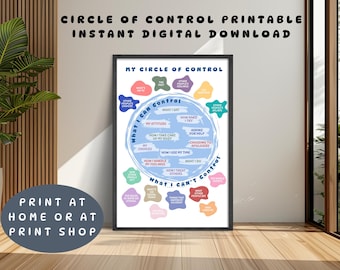 Circle of Control Poster: Kids Therapy Tool, Social Emotional Learning (Digital Download, Printable Worksheet)