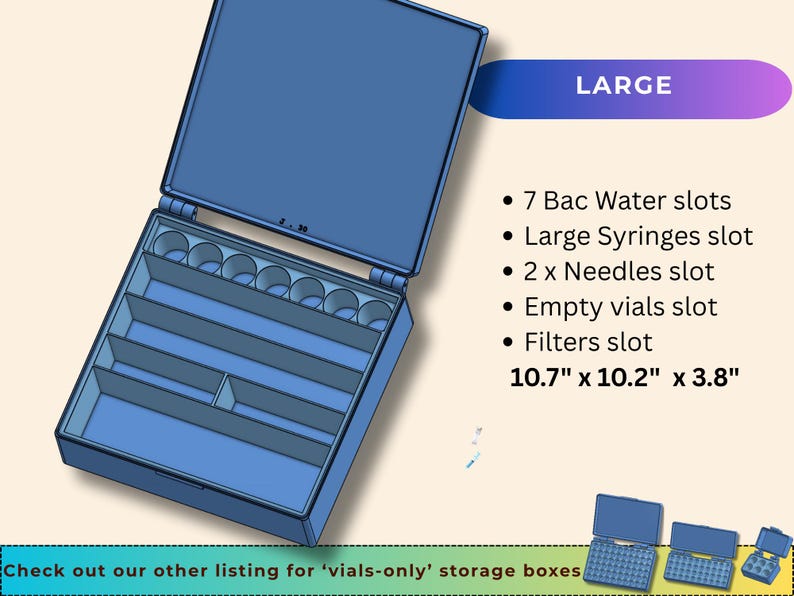 Peptide Supplies Storage Box: Syringes, Needles & Vials Organizer
