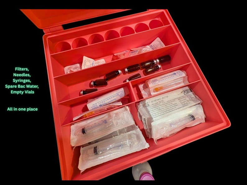 Peptide Supplies Storage Box: Syringes, Needles & Vials Organizer