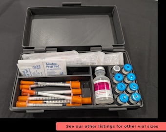 Peptide Vial Organizer Box: 5ml, 3ml, 10ml,  Fridge-Friendly Storage Case