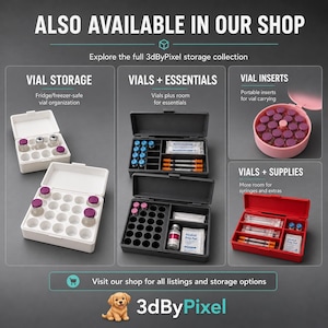 Peptide Vial Storage Box: 3ml, 5ml, 10ml, 30ml - Fridge and Freezer Safe