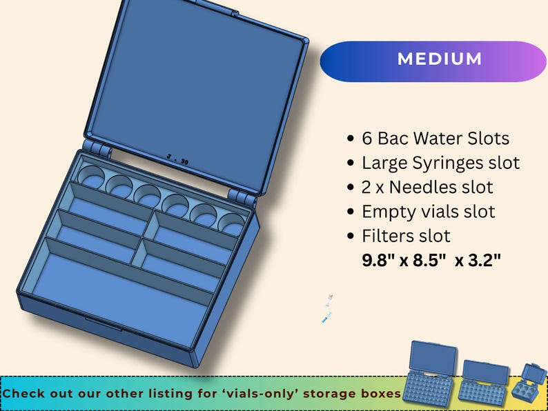 Peptide Supplies Storage Box: Syringes, Needles & Vials Organizer