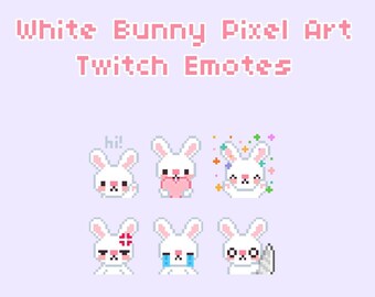 White Bunny Pixel Art Twitch Emotes