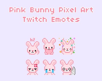 Pink Bunny Pixel Art Twitch Emotes